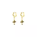 Black and Goldtone Cross Dangle Huggie Hoop Earrings at Spencer's