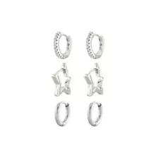 Multi-Pack Silvertone Star Hoops 3 Pair - 18 Gauge at Spencer's