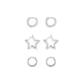 Multi-Pack Silvertone Star Hoops 3 Pair - 18 Gauge at Spencer's