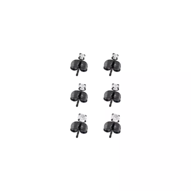 Multi-Pack Prong CZ Black Stud Earrings - 3 Pair at Spencer's