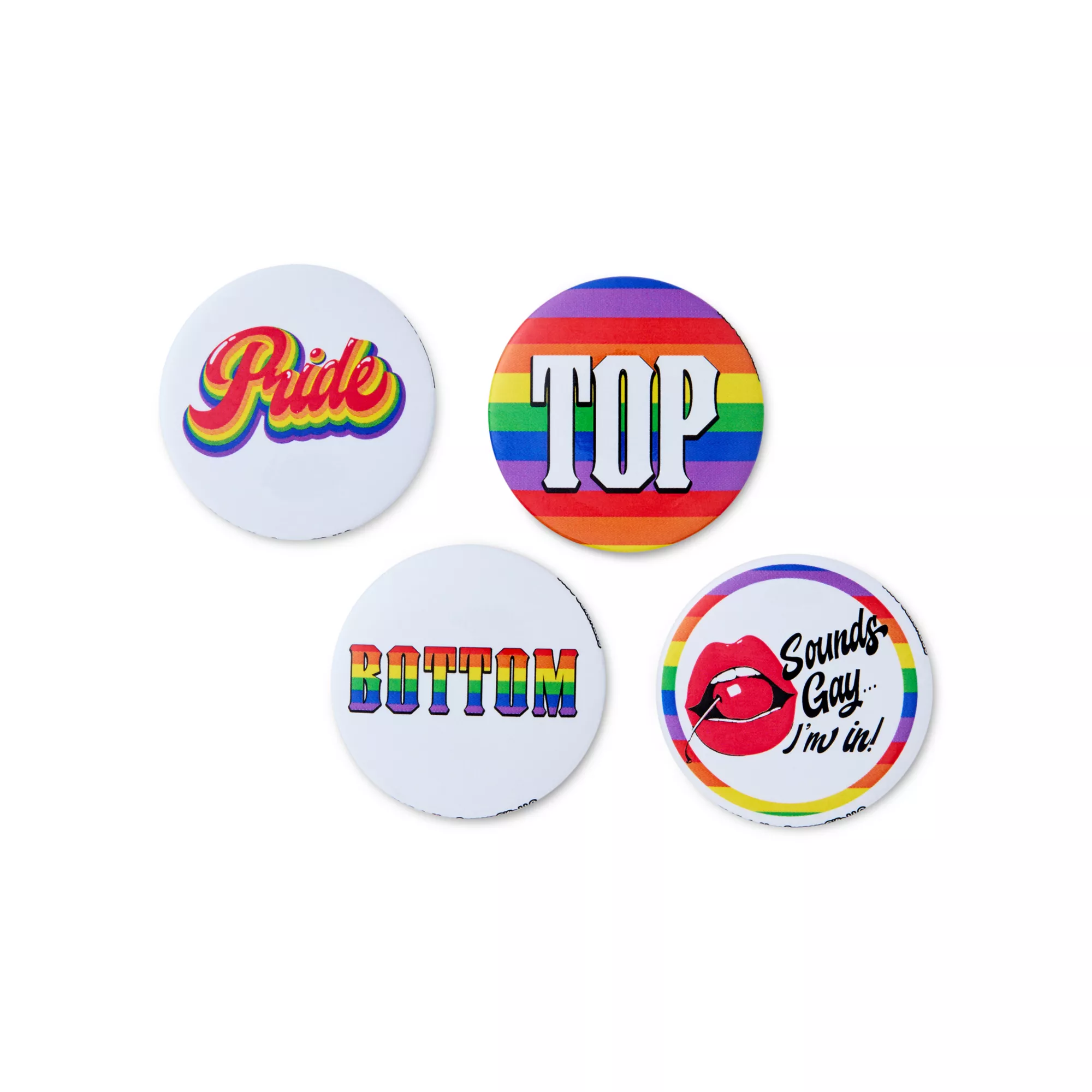Multi-Pack Top and Bottom Gay Pride Buttons - 4 Pack at Spencer's