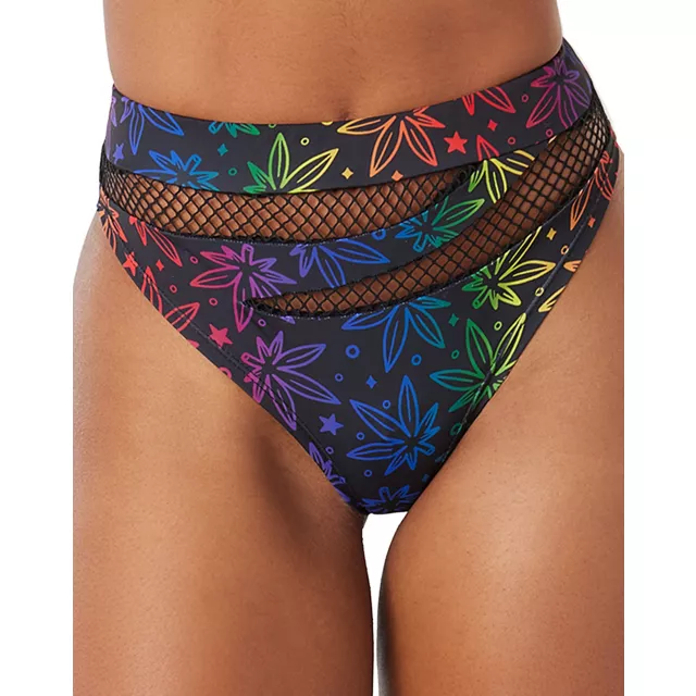 Rainbow Leaf Mesh Boyshorts at Spencer's