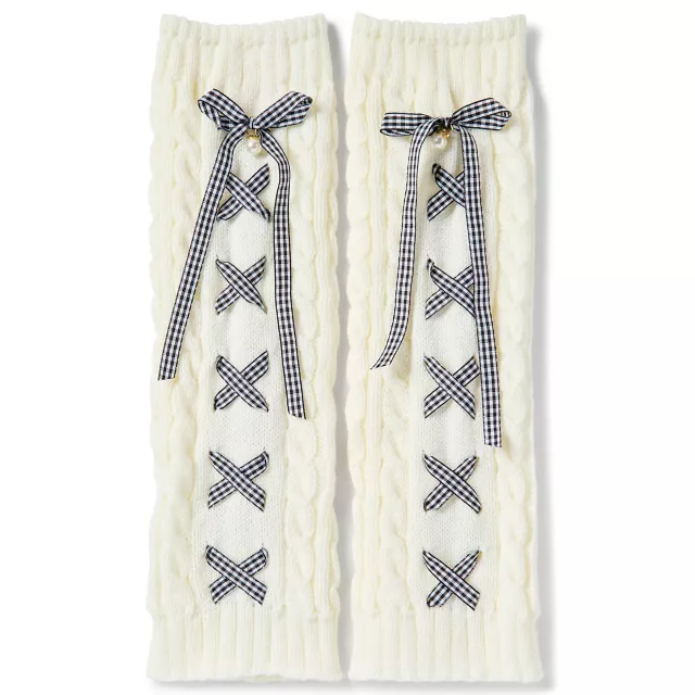 White Lace-Up Leg Warmers at Spencer's