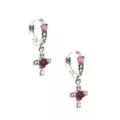 Cross Rose Dangle Huggie Hoop Earrings - 18 Gauge at Spencer's