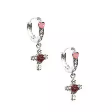 Cross Rose Dangle Huggie Hoop Earrings - 18 Gauge at Spencer's
