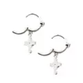 Cross Rose Dangle Huggie Hoop Earrings - 18 Gauge at Spencer's