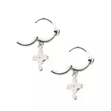 Cross Rose Dangle Huggie Hoop Earrings - 18 Gauge at Spencer's