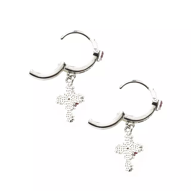 Cross Rose Dangle Huggie Hoop Earrings - 18 Gauge at Spencer's