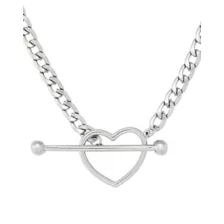 Kayla Malecc Silver Heart Toggle Barbell Choker Necklace at Spencer's