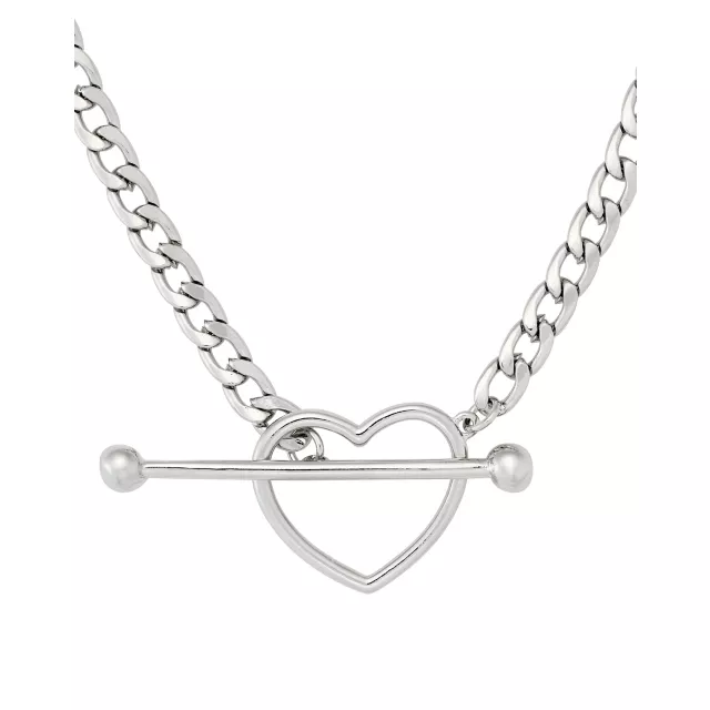 Kayla Malecc Silver Heart Toggle Barbell Choker Necklace at Spencer's