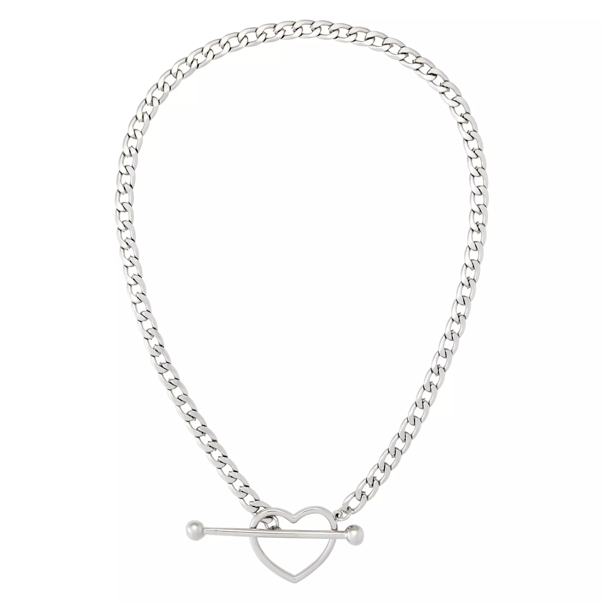 Kayla Malecc Silver Heart Toggle Barbell Choker Necklace at Spencer's