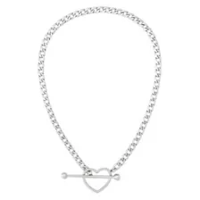 Kayla Malecc Silver Heart Toggle Barbell Choker Necklace at Spencer's