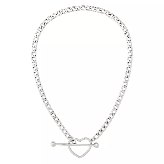 Kayla Malecc Silver Heart Toggle Barbell Choker Necklace at Spencer's