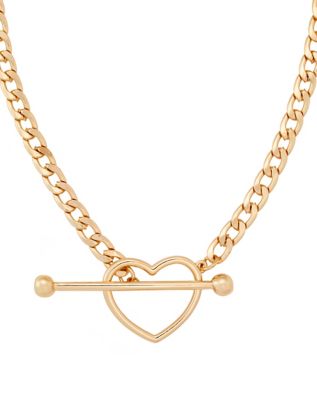 Kayla Malecc Rose Gold Heart Toggle Barbell Choker Necklace