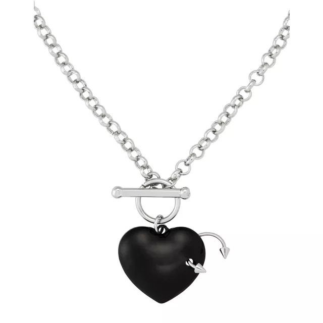 Kayla Malecc Pierced Black Heart Chain Necklace at Spencer's