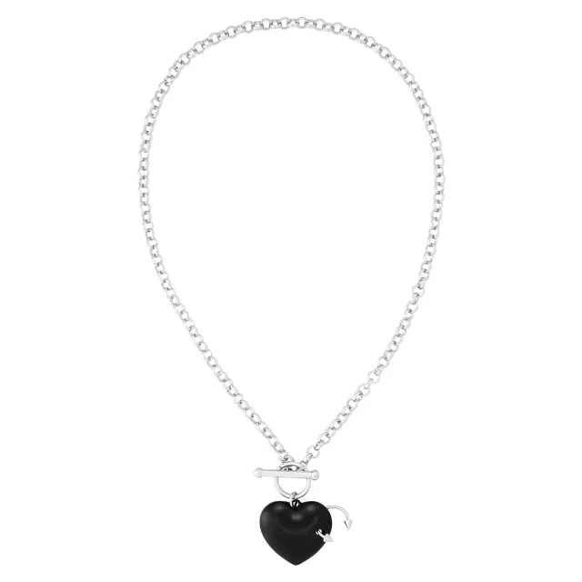 Kayla Malecc Pierced Black Heart Chain Necklace at Spencer's