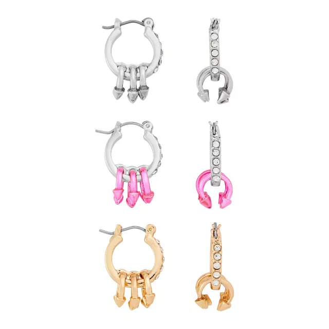Multi-Pack Kayla Malecc Multicolor Bling Horseshoe Hinge Hoops - 3 Pack at Spencer's