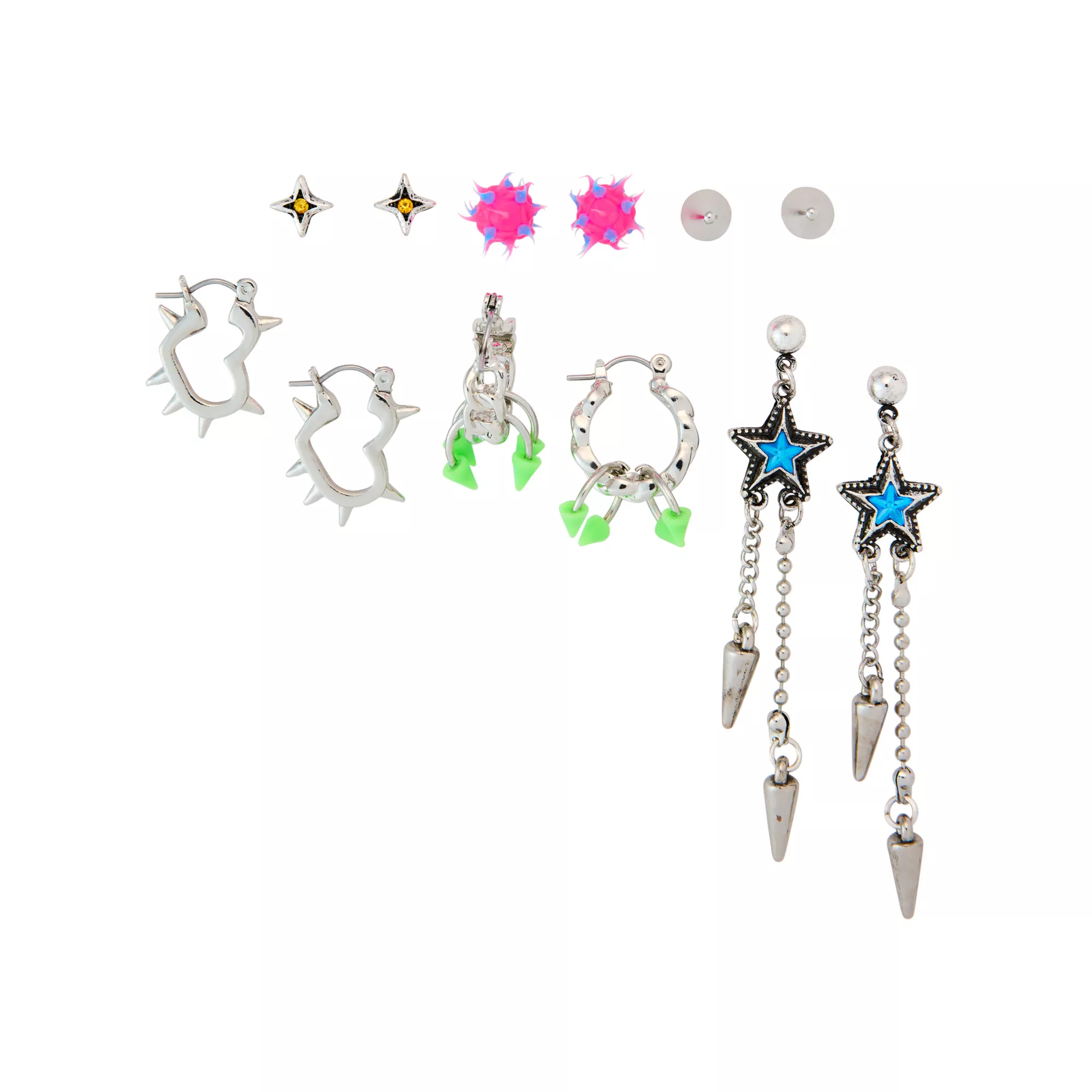 Multi-Pack Kayla Malecc Spiked Star Heart Earrings - 6 Pack