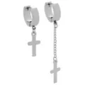 Silvertone Cross Pendant Dangle Huggie Hoop Earrings at Spencer's