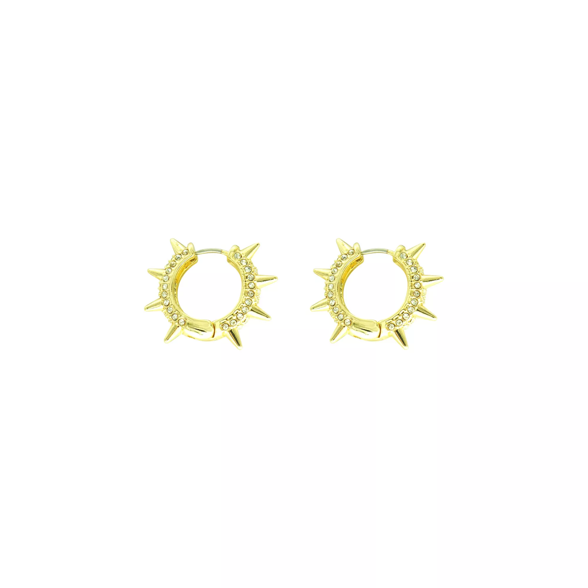 CZ Gold Plated Spike Huggie Earrings - 18 Gauge at Spencer's