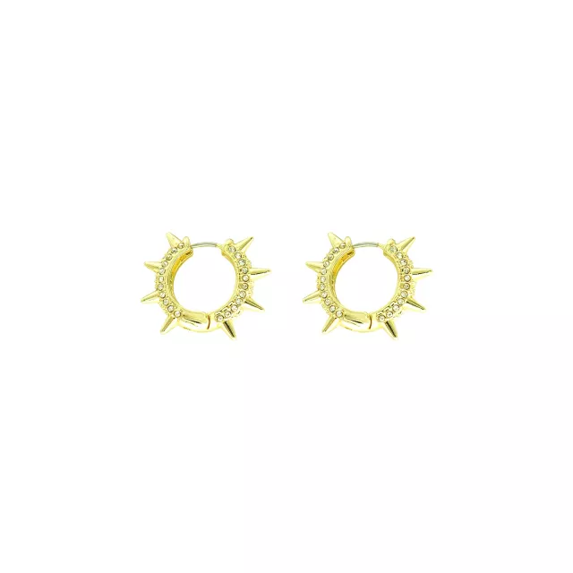 CZ Gold Plated Spike Huggie Earrings - 18 Gauge at Spencer's