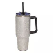 Silver Rhinestone Tumbler with Straw - 40 oz. at Spencer's