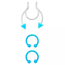 Kayla Malecc Multi-Pack Titanium Neon Blue Horseshoe Rings and Fake Horseshoe Septum Ring - 3 Pack at Spencer's