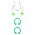 Kayla Malecc Multi-Pack Titanium Neon Green Horseshoe Rings and Fake Horseshoe Septum Ring - 3 Pack at Spencer's