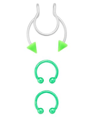 Kayla Malecc Multi-Pack Titanium Pink Horseshoe Rings and Fake Horseshoe Septum Ring - 3 Pack