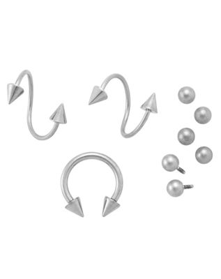 Kayla Malecc Multi-Pack Silvertone Titanium Screws and Horseshoe Ring 