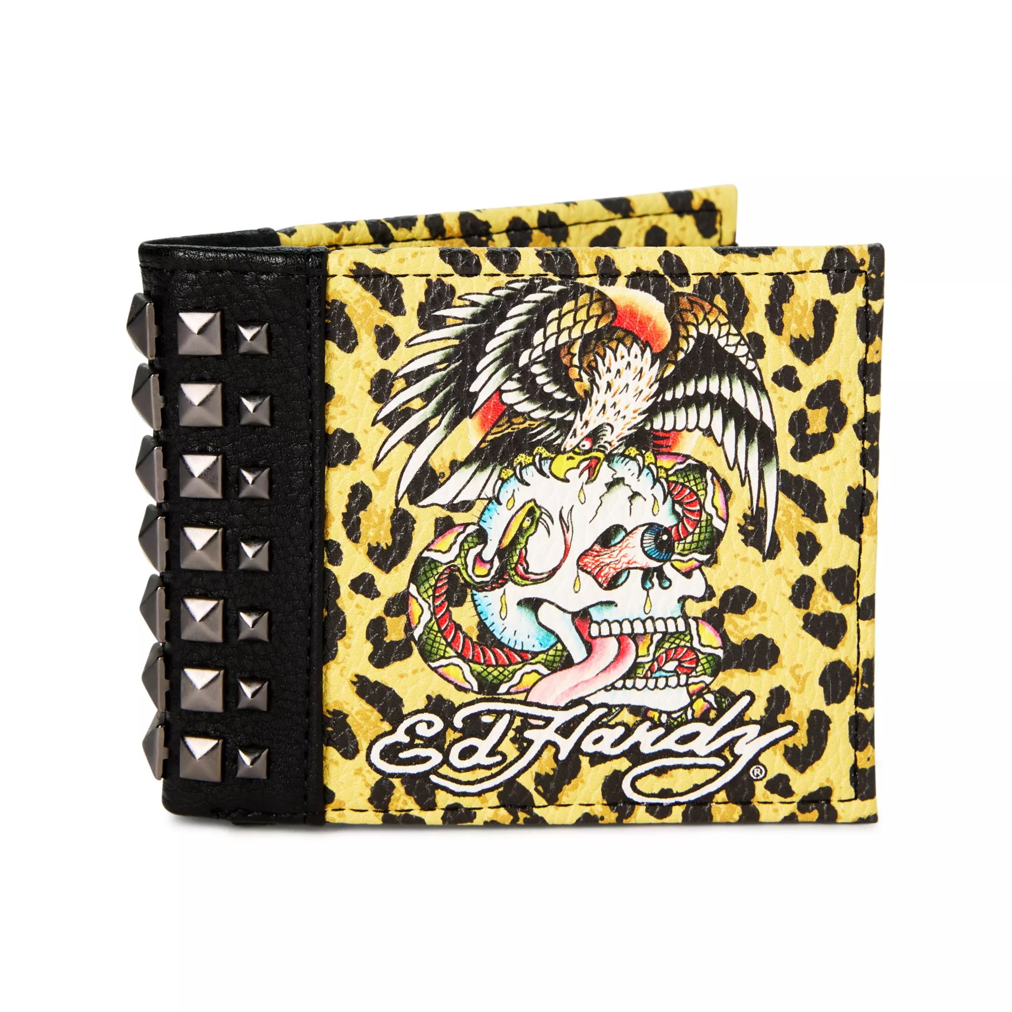 Ed Hardy Leopard Print Skull Bifold Wallet at Spencer's