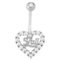 Kayla Malecc Titanium CZ Y'all Heart Dangle Belly Ring - 14 Gauge at Spencer's
