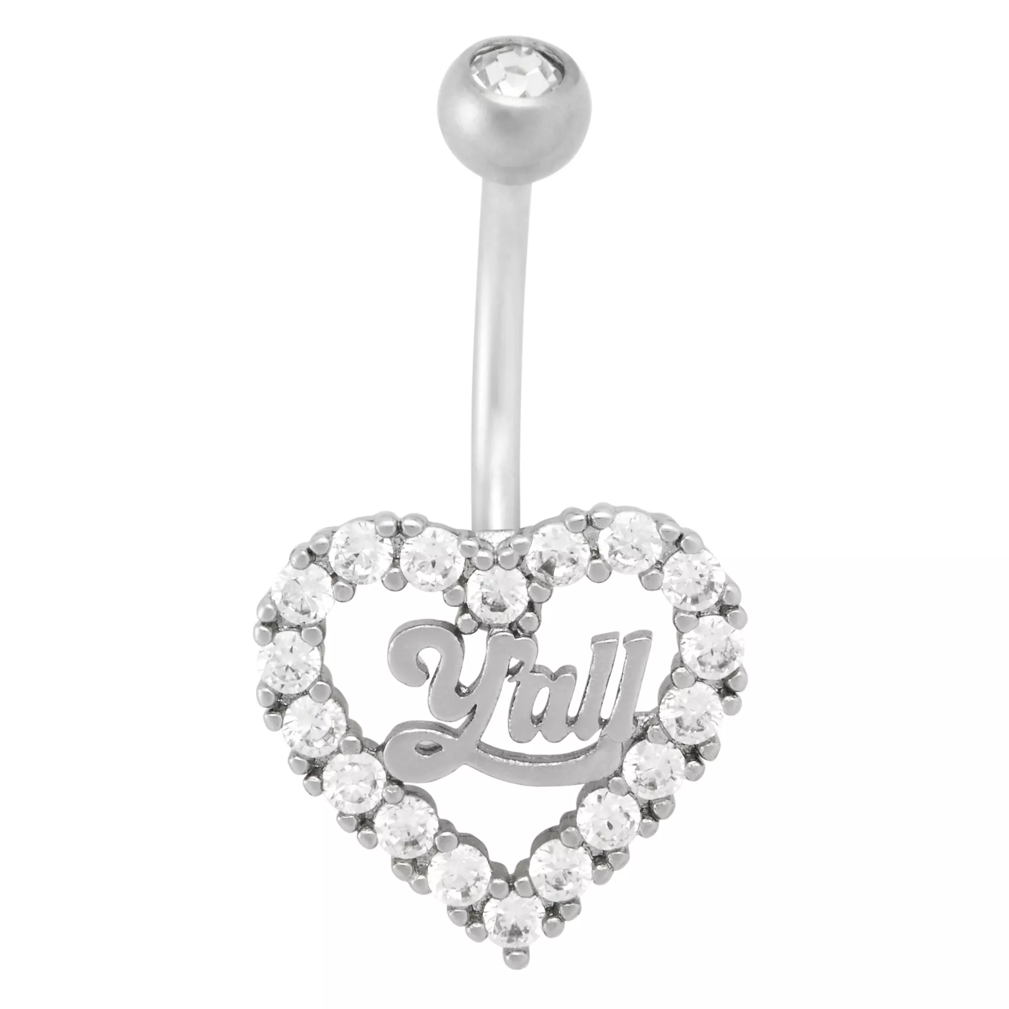 Kayla Malecc Titanium CZ Y'all Heart Dangle Belly Ring - 14 Gauge at Spencer's
