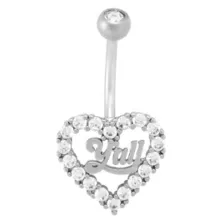 Kayla Malecc Titanium CZ Y'all Heart Dangle Belly Ring - 14 Gauge at Spencer's