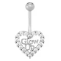 Kayla Malecc Titanium CZ Glow Up Heart Dangle Belly Ring - 14 Gauge at Spencer's