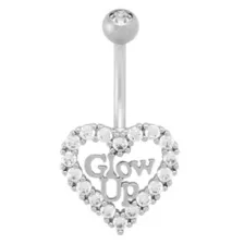 Kayla Malecc Titanium CZ Glow Up Heart Dangle Belly Ring - 14 Gauge at Spencer's