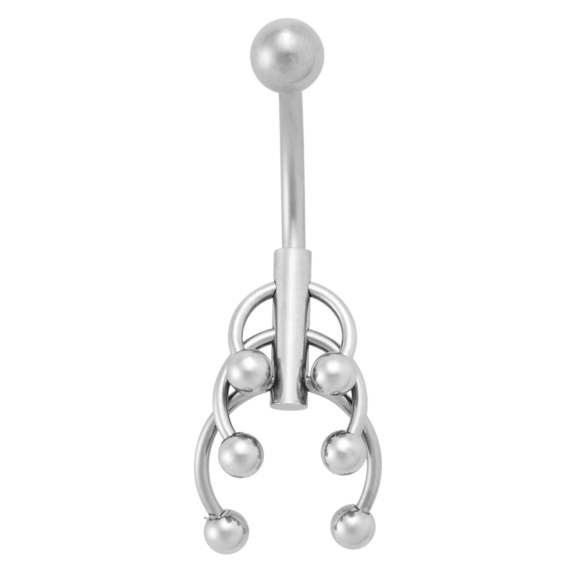 Kayla Malecc Titanium Triple Horseshoe Dangle Belly Ring - 14 Gauge
