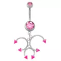 Kayla Malecc CZ Titanium Pink Signature Piercing Dangle Belly Ring - 14 Gauge at Spencer's