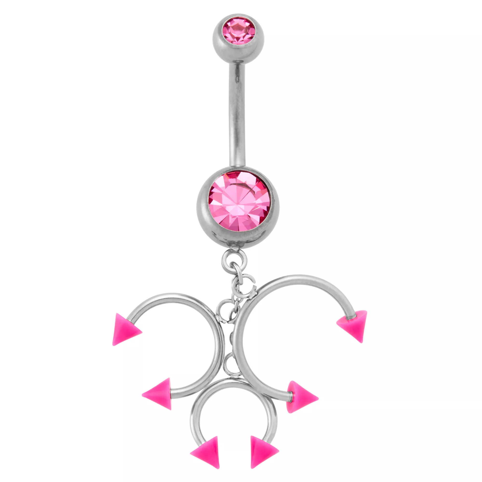 Kayla Malecc CZ Titanium Pink Signature Piercing Dangle Belly Ring - 14 Gauge at Spencer's