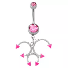 Kayla Malecc CZ Titanium Pink Signature Piercing Dangle Belly Ring - 14 Gauge at Spencer's