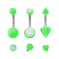 Kayla Malecc Multi-Pack Titanium Neon Green Belly Rings with Green Ends and Extra Ends 3 Pack - 14 Gauge at Spencer's