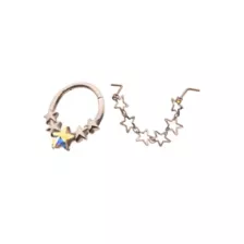 Kayla Malecc Multi-Pack Titanium Seamless Star Septum Ring and L-Bend Star Chain Nose Ring 2 Pack - 20-16 Gauge at Spencer's