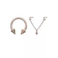 Kayla Malecc Multi-Pack Titanium Spike Horseshoe Ring and L-Bend Chain Nose Ring 2 Pack - 20-16 Gauge at Spencer's