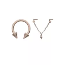 Kayla Malecc Multi-Pack Titanium Spike Horseshoe Ring and L-Bend Chain Nose Ring 2 Pack - 20-16 Gauge at Spencer's