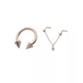 Kayla Malecc Multi-Pack Titanium Spike Horseshoe Ring and L-Bend Chain Nose Ring 2 Pack - 20-16 Gauge at Spencer's