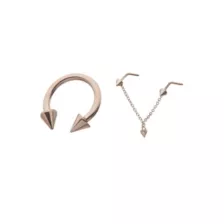 Kayla Malecc Multi-Pack Titanium Spike Horseshoe Ring and L-Bend Chain Nose Ring 2 Pack - 20-16 Gauge at Spencer's