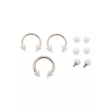 Kayla Malecc Multi-Pack Titanium Horseshoe Rings with White Ends and Extra Balls 3 Pack - 16 Gauge at Spencer's