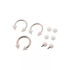 Kayla Malecc Multi-Pack Titanium Horseshoe Rings with White Ends and Extra Balls 3 Pack - 16 Gauge at Spencer's