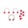 Kayla Malecc Multi-Pack Titanium Horseshoe Rings with Red Ends and Extra Balls 3 Pack - 20-16 Gauge at Spencer's