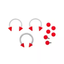 Kayla Malecc Multi-Pack Titanium Horseshoe Rings with Red Ends and Extra Balls 3 Pack - 20-16 Gauge at Spencer's